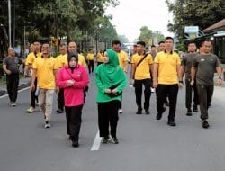 Hari Bhayangkara ke-79 di Inhu, Dihangatkan Dengan Jalan Santai dan Senam Bersama TNI-Polri